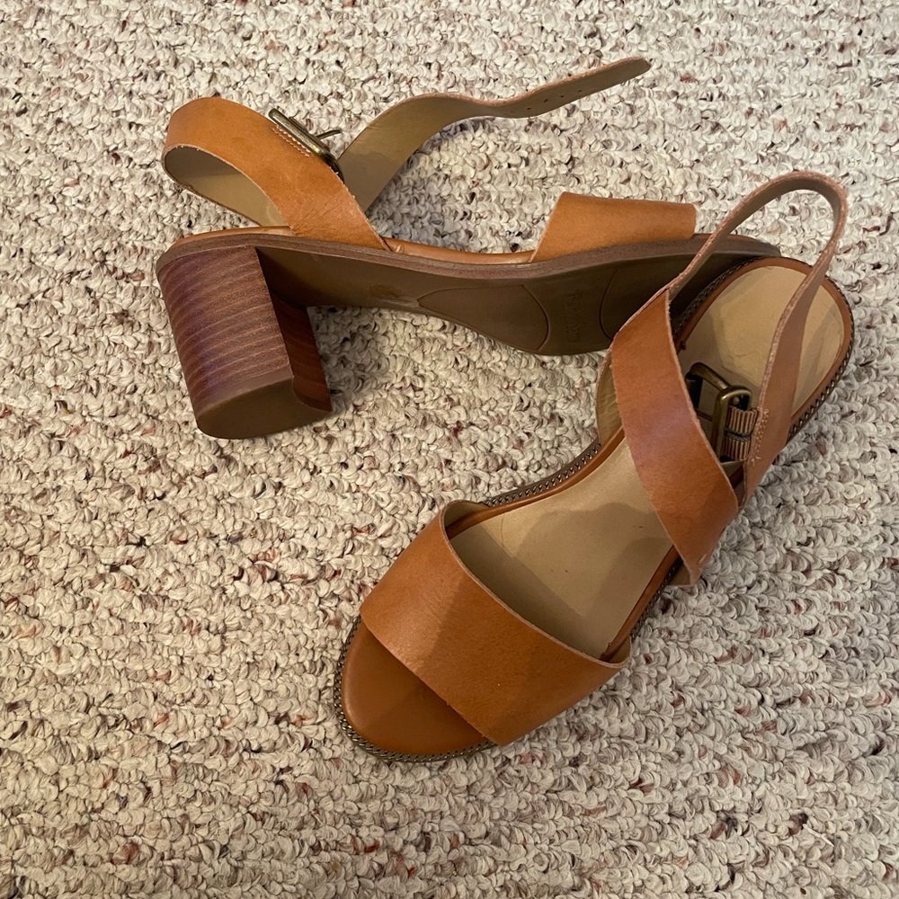 Franco Sarto Tan Leather Block Heels